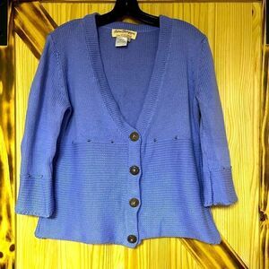 Norm Thompson Embellished Peplum Cardigan Periwinkle M